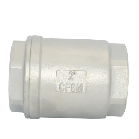 Megairon 2" NPT Female Check Valve, inline, stainless CF8M SS316