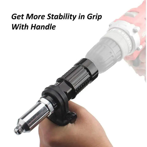 Rivet Gun Adapter Kit With Handle Grip Riveter Drill Attachment For Cordless Electric Drills Fast Riveting Tool handheld view