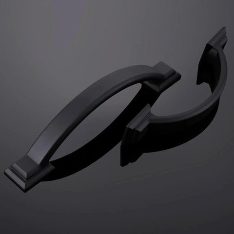 10 Pack 3 Inch Matte Black Cabinet Pulls Zinc Alloy Drawer Handles for Kitchen Cabinets, shown lying on black background
