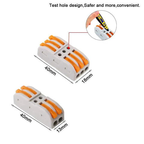 30 Pcs Lever Nut Wire Connectors SPL2 SPL3 Bundle For Quick Splice And Easy Wiring with safety test hole design