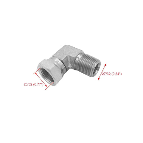 Two Pack 1501-08-08 Hydraulic Hose Adapter Fitting 1/2 Inch Male 1/2-14 NPTF To 1/2 Inch Female 1/2-14 NPSM Swivel 90 Degree Elbow SAE Pipe Joint Connector Carbon Steel Beiterstoe USA