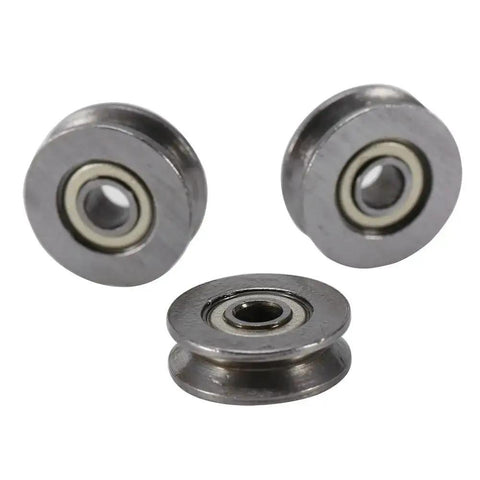 V Groove Ball Bearing 3x12x4mm Carbon Steel Double Shielded Linear Motion Bearing for Rail Systems, 3 bearings displayed