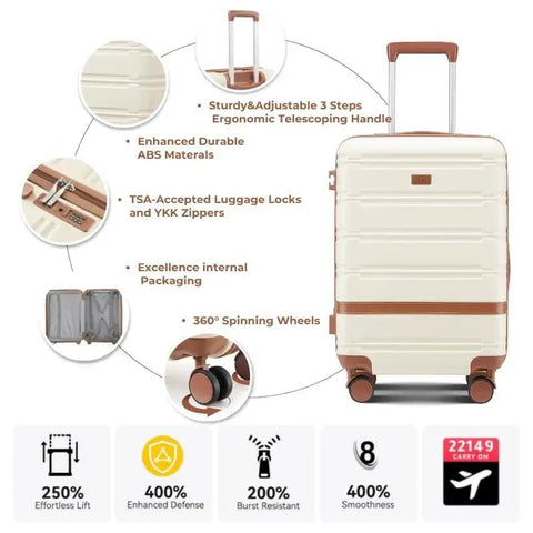 Road Trip Ready 5 Piece Luggage Set With Spinner Wheels And TSA Lock YKK Zippers PC Plus ABS Hard Shell Travel Luggage Black