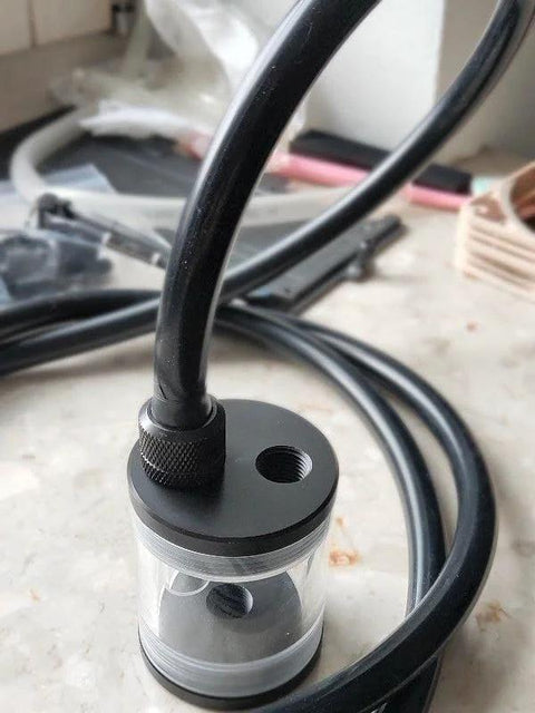 ZY-hosetube silicone tubing, 1/2 in ID × 5/8 in OD, 5 ft, black, connected to a clear inline filter housing.