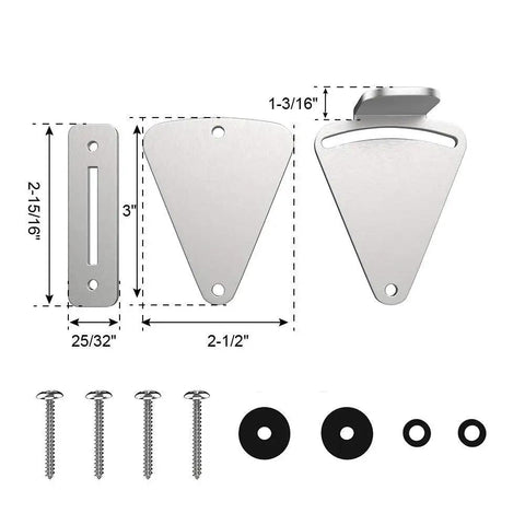 Diagram of stainless steel barn door lock hardware sliding privacy latch for closet shed pocket doors and wood gates brushed nickel finish.