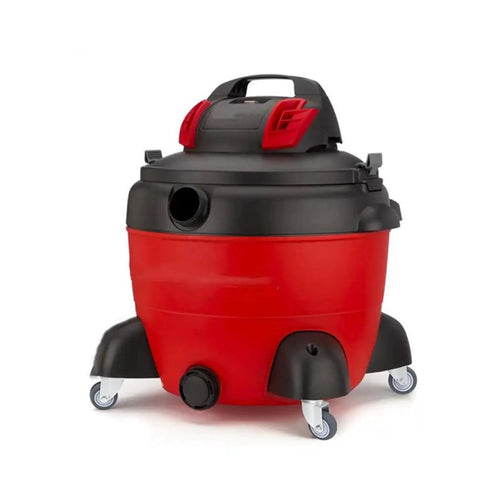 Set Of Four 2 Inch TPR Wheel Castors For Shop Vac Wet Dry Vacs With Stem Diameters 8mm Or 5/16 Inch And Stem Length 38mm Or 1.5 Inch Replacement Caster Set For Vacuum Mobility And Floor Protection installed on red and black Shop-Vac.