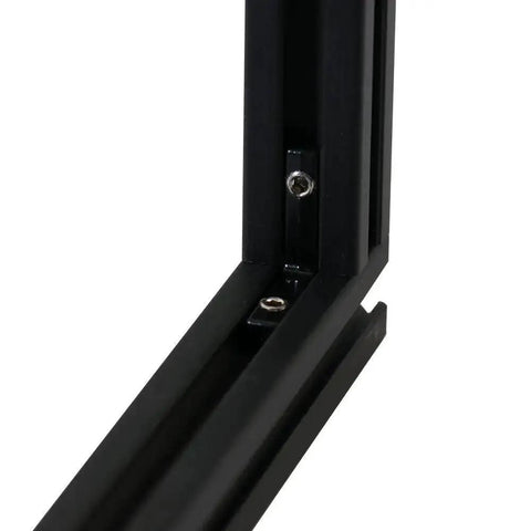 Close-up of 20 Piece 2020 Series Black T Slot L Shape Corner Connector Bracket installed on aluminum extrusion profile 6mm