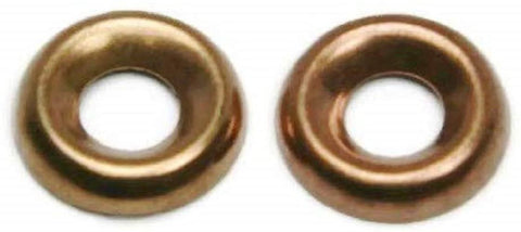 Silicon Bronze Finishing Cup Washers for Countersunk Screws, Marine Grade and Saltwater Ready, Size Eight, two washers displayed