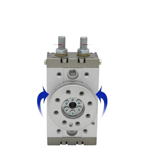 Pneumatic rotary cylinder (MSQA/MSQB), double-acting air table actuator, gray metal with circular bolt-face (front view)