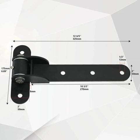 2 Pack Heavy Duty Gate Hinges 180 Degree Swing With Ball Bearings Built From Carbon Steel, showing detailed measurements
