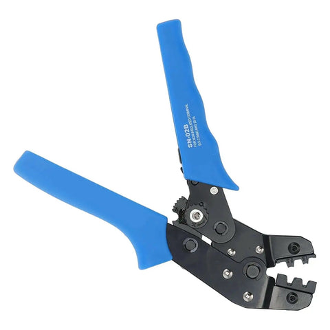 Ratcheting Wire Crimping Tool With High Precision Terminal Crimper Multifunction Automatic Crimping Pliers, blue handles, alloy steel build