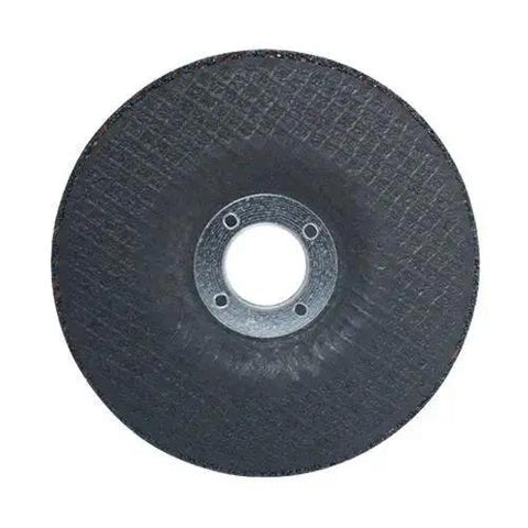 Front view of Heavy Duty Four And A Half Inch Metal Grinding Wheels For Angle Grinders With One Quarter Inch Thick And Seven Eighths Inch Arbor A24T Aluminum Oxide For Aggressive Grinding And High Stock Removal Fiberglass Reinforced For Safety Five Pack