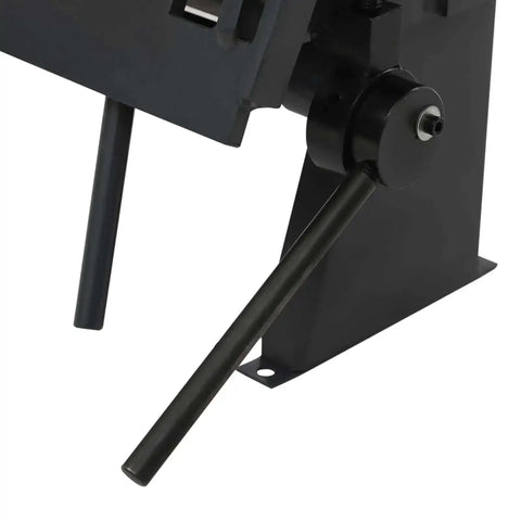 Close-up of Heavy Duty 24 Inch Pan And Box Brake Metal Bender for Floor Standing Setup showing handle and support.