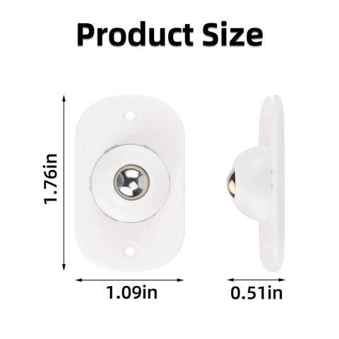 8 Pack Self Adhesive 360 Degree Swivel Caster Wheels for Appliances and Furniture White - size dimensions display