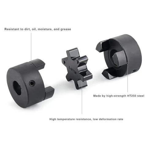 3-Piece L095 L-Jaw Coupling Set With Buna-N NBR Rubber Spider For Log Wood Splitter, Heavy-Duty 1/2 Inch Bore, HT250 steel