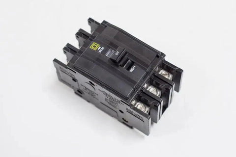 Used QOU330 30 Amp 240V 3-Pole Miniature Circuit Breaker With 10K AIC Through-Feedthrough Design, top view