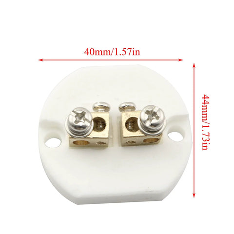 PZRT high temperature K-type thermocouple terminal block on porcelain ceramic base with dual screw terminals
