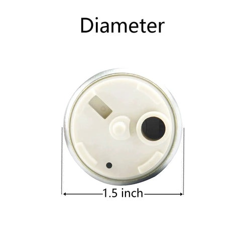 Top view showing diameter of 255LPH Electric Fuel Pump High Flow Replacement With Installation Kits For Cars And Trucks
