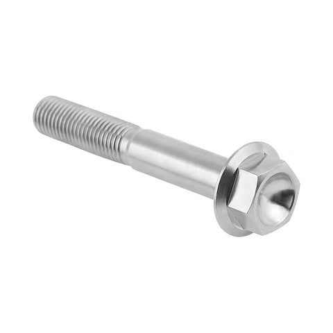 Titanium M10x65mm Flange Hex Bolts 6Al4V Grade 5, silver finish, shown side view, corrosion-resistant, for bicycles and motorbikes.