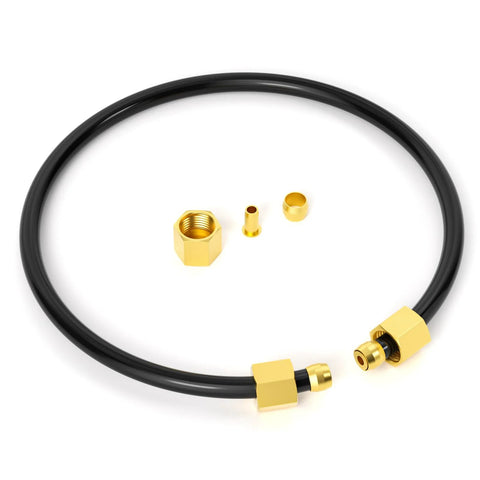 GASHER 15in air compressor unloader tube kit, black hose with brass 1/4in fittings and ferrules.