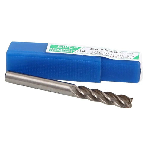 Eight Pack 0.25 Inch End Mills Set With Four Flutes HSS End Mill Square Nose CNC Bits 0.25 Inch Shank Milling Cutter and Blue Storage Box