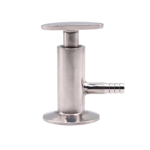 Sanitary sample valve by DERNORD, 1.5 in tri-clamp ferrule, 50.5mm OD, stainless steel with elliptic handle.