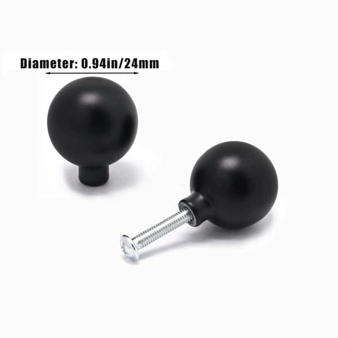 5 Pack Black Zinc Alloy Cabinet Knobs Round Ball Drawer Pulls And Handles With Screws 0.94 Inch Diameter Easy To Install
