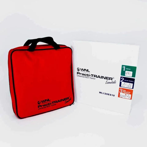 Four Pack AED Defibrillator Training Kit For Hands On Practice Use Only With Nylon Carrying Case and Instruction Manual