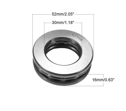 Thrust ball bearing with washer, 30x52x16 mm steel, high-temperature rated