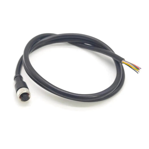 M12 12 Pin Female Connector Cable A Code Straight Aviation Plug Pro Grade Electrical Cable PVC AWG26 Brass Gold Plated