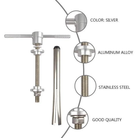 Bike Headset And Bottom Bracket Press Tool Set Pro Grade Center Shaft Bearing Installer showing silver aluminum alloy and stainless steel components