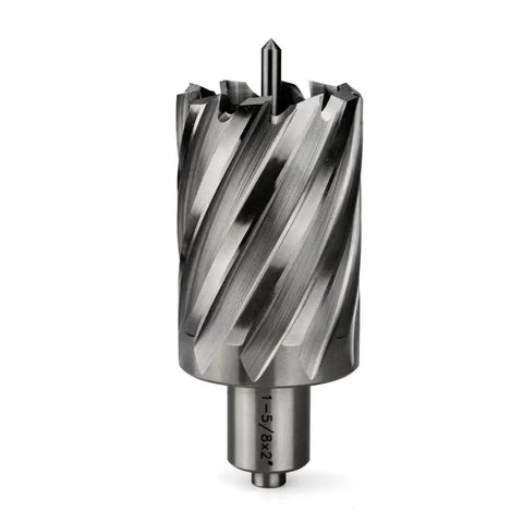 Beast Mode Annular Cutter For Magnetic Drill Press With 1-5/8 Cutting Diameter And 2 Inch Depth Weldon Shank 3/4 Inch With 2 Flat Pilot Pin Turbo Fast Hole Cutting For Metal Heavy Duty Tool By OSCARBIDE
