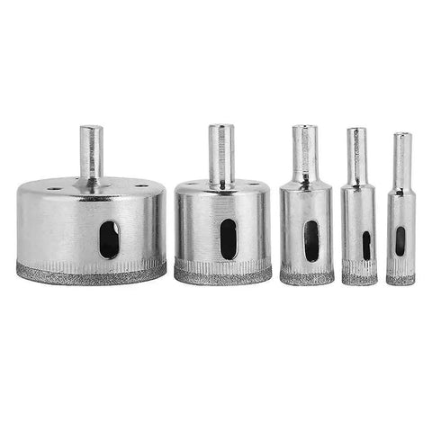 10 Piece Drill Saw Bits Set With Coated Core Bits For Glass Tile Ceramic Marble Porcelain Granite And More Pro Grade Performance Water Lubrication Required 3 To 50 Mm Sizes For Electric Drill front view