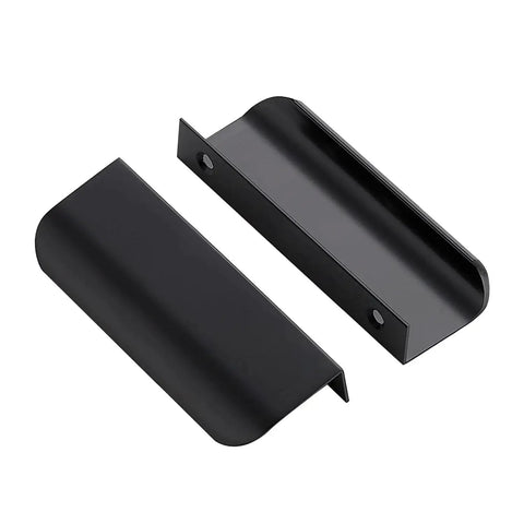 10 Pack Finger Edge Pulls For Cabinets With 76mm Hole Center And 102mm Overall Length Matte Black Concealed Handles For Kitchen Drawers Zinc Alloy