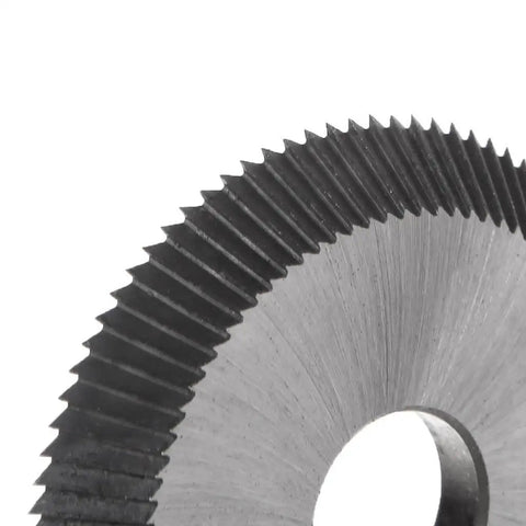 Close-up of dense-tooth disk cutter, 60mm outer diameter, for all horizontal key machines locksmith tool, 16mm inner diameter, 6mm thick.