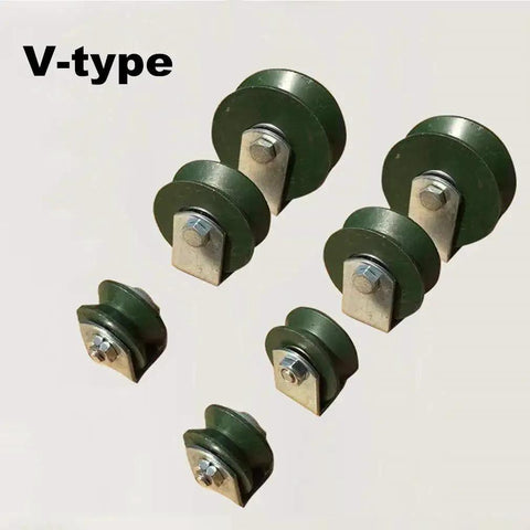 Two Pack V Groove Castor Wheel Set Heavy Duty Track Wheel With Cast Iron Sheave and Double Bearing