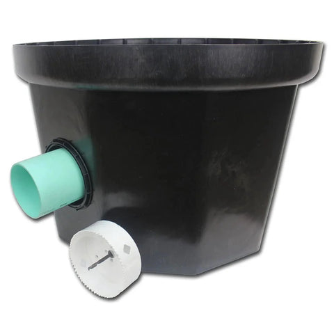 Rhino 24 Inch Heavy Duty Catch Basin Kit With 24 Inch Grate, showing 10 Hole Box with seal, for outdoor drainage systems