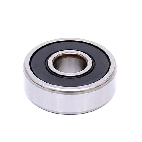 Deep groove ball bearing, 3/8 x 7/8 x 9/32 in, steel with black rubber seal