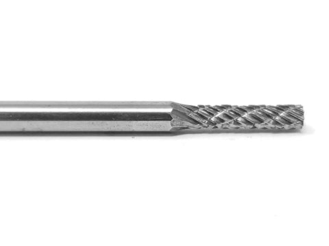 Three Thirty Second Inch SA42 Cylinder Bur Double Cut Solid Carbide for precision stock removal on ferrous and nonferrous metals.