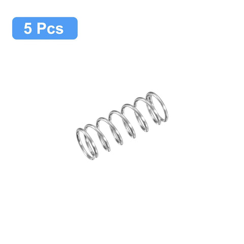 uxcell compression spring, 6 mm OD, 0.6 mm wire, 15 mm free length, 304 stainless steel, set of 5