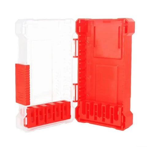 Hex Shank Drill Bit Organizer Case With Quick Release Slots Grab And Go Portable 10 Slot Storage Box in red open position