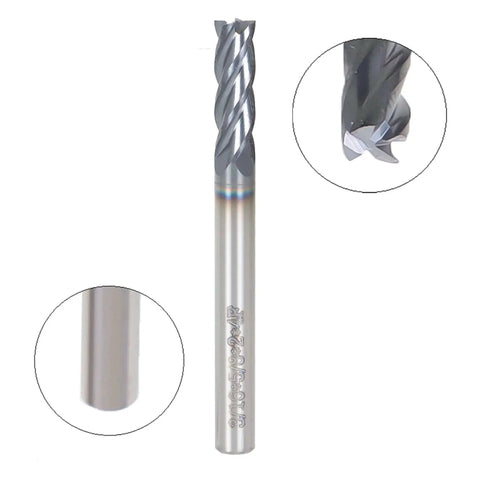 Five Pack Three Sixteenth Inch Four Flute Carbide End Mills Square Nose End Mill Bits For CNC with TiAlN Coated Solid Carbide Shank