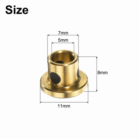 uxcell 3-pack brass flange sleeve bearing, 5mm bore, 7mm OD, 8mm height with graphite lubrication