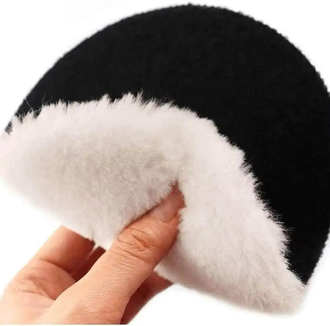 Close-up of a white, thick wool pad from the 6 Inch Wool Polishing Pad Kit With Backer Pad And M14 Drill Adapter For Drill Buffers