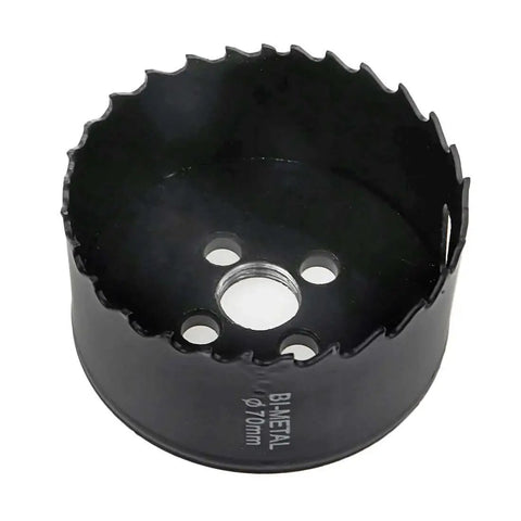 70mm Bi-Metal Hole Saw With Triangular Shank For Wood And Plastic, M42 High-Toughness Drill Bit, 10mm Shank, close-up view