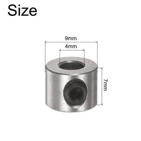 12 Pieces Set Screw Shaft Collars 4mm Bore 9mm Outer Diameter 7mm Width In Durable 304 Stainless Steel Landing Gear Stopper