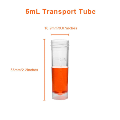 PEKYBIO 5ml plastic graduated test tube with orange liquid, screw-cap self-standing transport tube by Amazon