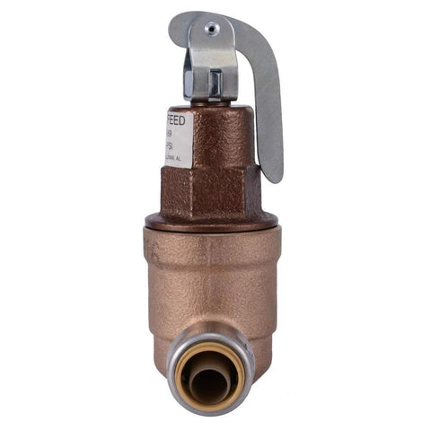SharkBite 1/2 in boiler feed valve with brass body and push-to-connect fitting, lever handle.