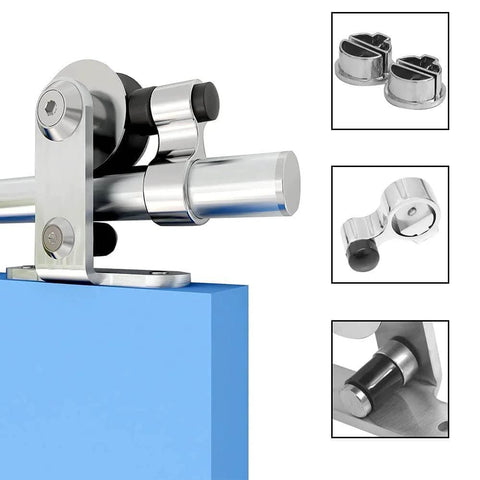 14 Foot Stainless Steel Sliding Barn Door Hardware Track Kit Top Mount T Hanger Set For A Single Door Easy To Install No Fuss