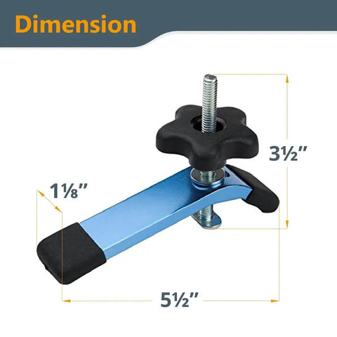 Two Pack T Track Hold Down Clamp Kit With 5-1/2 Inch Length And 1-1/8 Inch Width, Includes T Track Knob Kit With Threaded Knobs And 5/16-18 Bolts